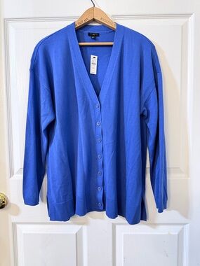 NWT Talbots Blue Cardigan Sweater XL